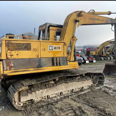 A vintage Caterpillar tracked excavator