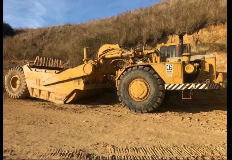 A 1974 Caterpillar 631C motor scraper.